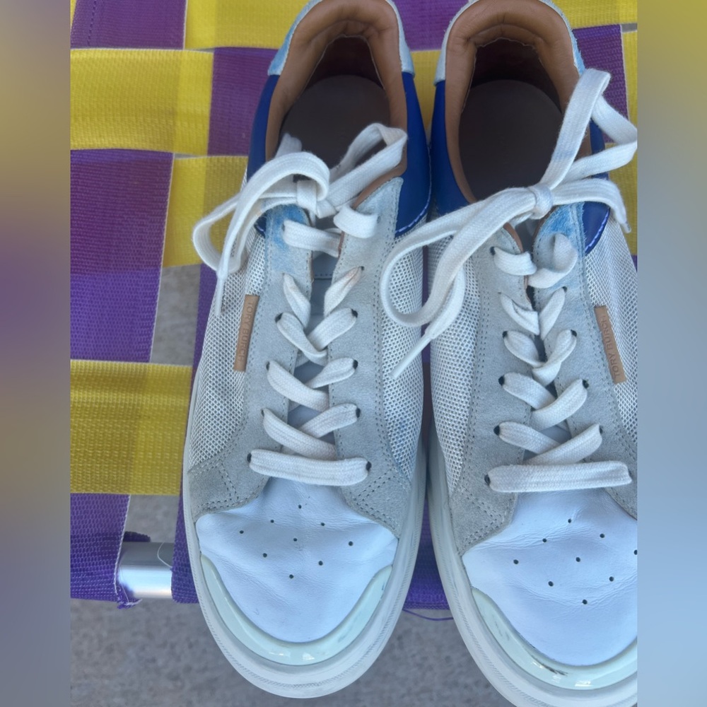 Tory Burch lady Bug sneakers Cream and Blue Casual Sneakers size 10